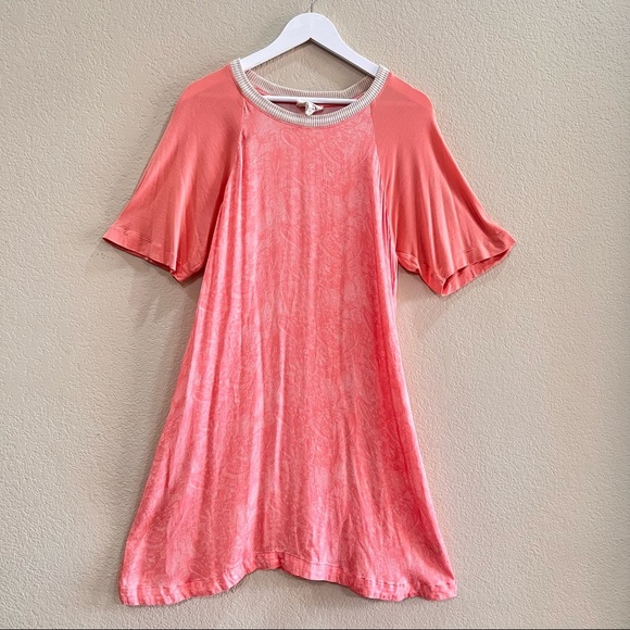 Saturday Sunday Anthropologie Peach Caspian Tunic Shirt Dress Sz L Boho Beachy - Picture 2 of 10